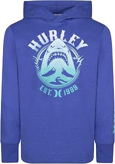 Hurley Long Sleeve Hooded Graphic T-Shirt Hoodie for Children and Boys (Pack of 1)