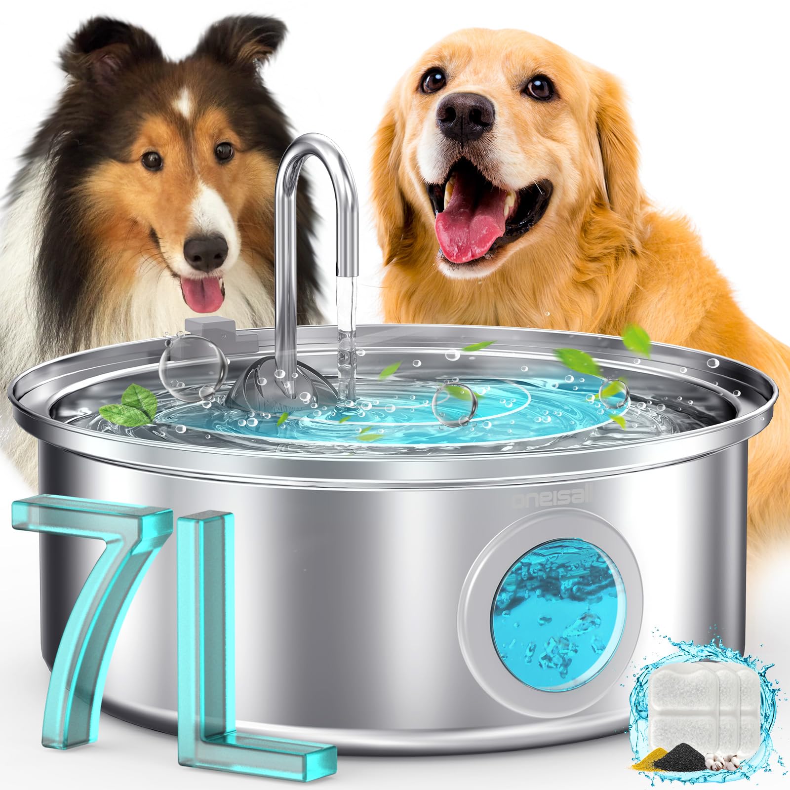 oneisall 7L/230oz Dog Water Fountain for Multi-pet Household,PWF002 | 25db Quiet