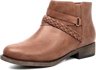 Ataiwee Women's Booties - Chunky heel short booties with zipper closure.