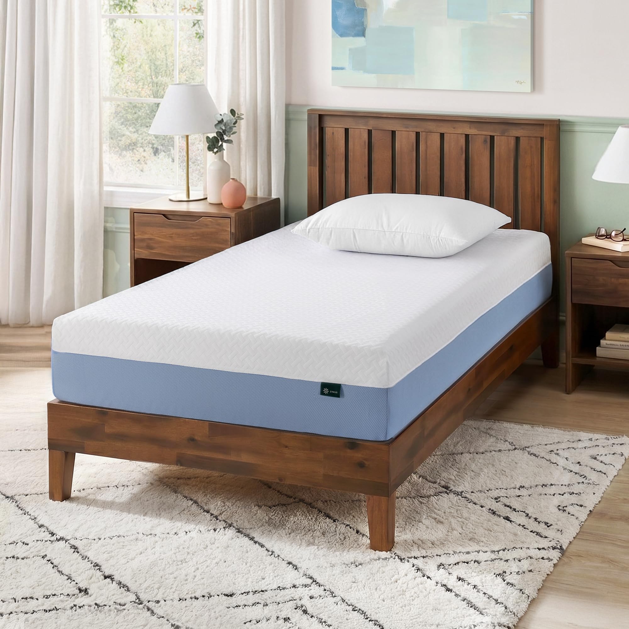 Zinus 8 Inch Twin Cooling Essential Memory Foam Mattress, Medium Feel | Designed