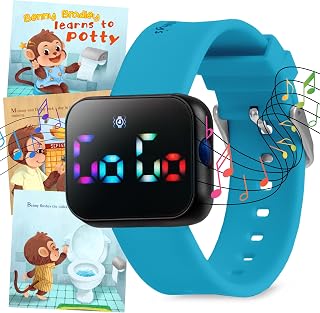 Potty Training Watch for Kids V2 – A Water Resistant Potty Reminder Device for Boys & Girls to Train Your Toddler with Fun/Musical & Vibration Interval Reminder with Potty Training eBook ( (Sky)