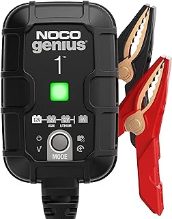 NOCO GENIUS1 1A 6/12V Smart Battery Charger, Trickle Charger &amp; Maintainer | Overcharge Protection, Desulfator, Temperature Compensation, Force Mode, For Lead-Acid (Wet, Gel, AGM) &amp; Lithium (LiFePO4)