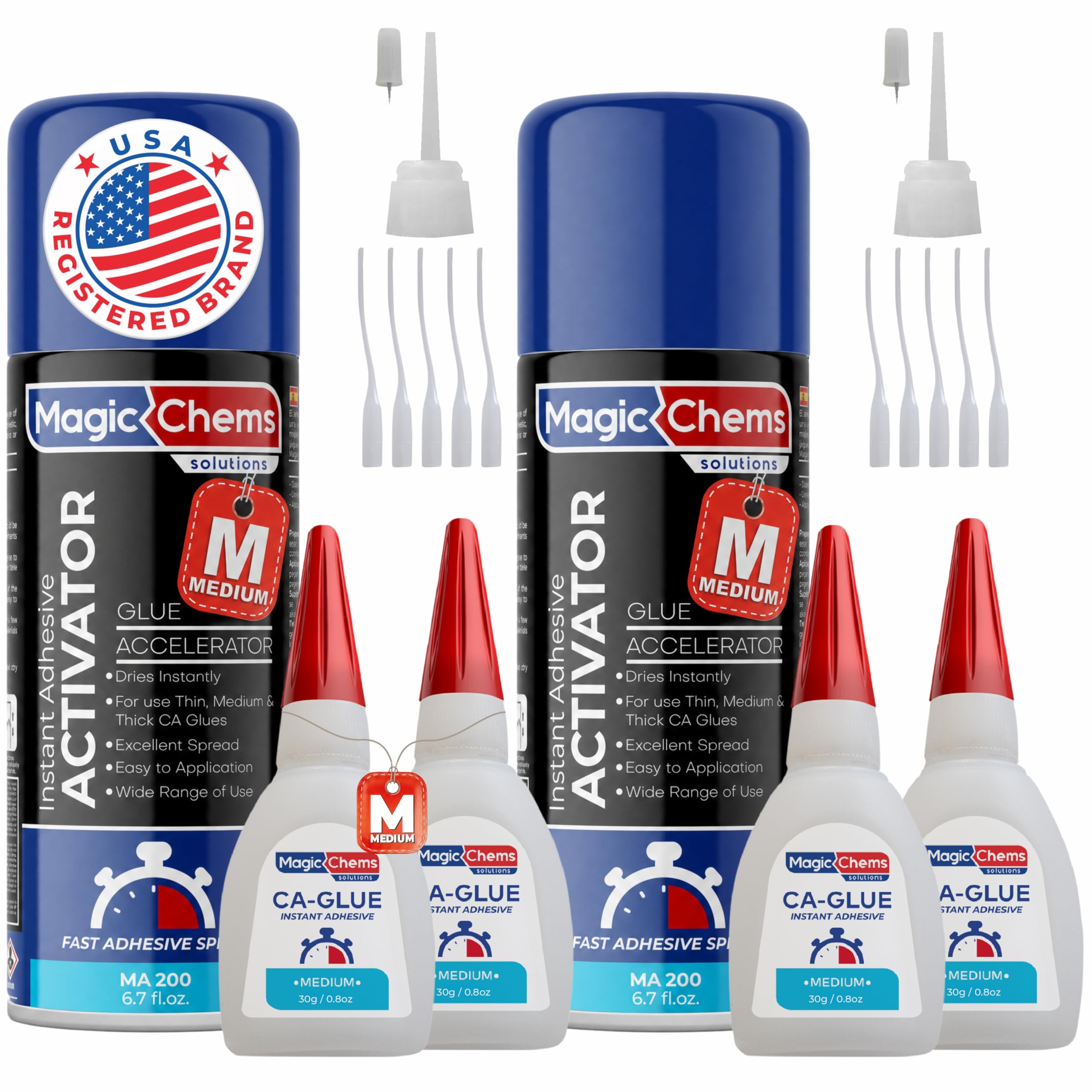 Magic Chems CA Glue with Activator, Cyanoacrylate Adhesive, Acrylic, 2 Pack | fo