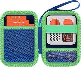 Lebakort Hard Case Compatible with Yoto Mini 4th Gen Kids Audio Player | Holds Mini Player and Audio Cards, Hand Strap, Lightweight & Carry, Protective Hard Shell, Sky Blue+ Apple Green Case