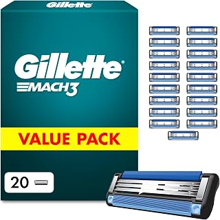 Gillette Mach3 Razor Blades Men, Pack of 20 | Razor Blade Refills, Upgraded Lubrastrip for an Enhanced Glide