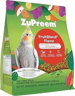 ZuPreem FruitBlend Cockatiel & Conure Food, Uniform Bird Food, M, 2 lb | Bird Food Pellets, Fruit Blend, Cockatiel Food, Conures, Lovebirds, Love Bird Pellets, Cockatiel Pellets, Parrot, Medium Bird