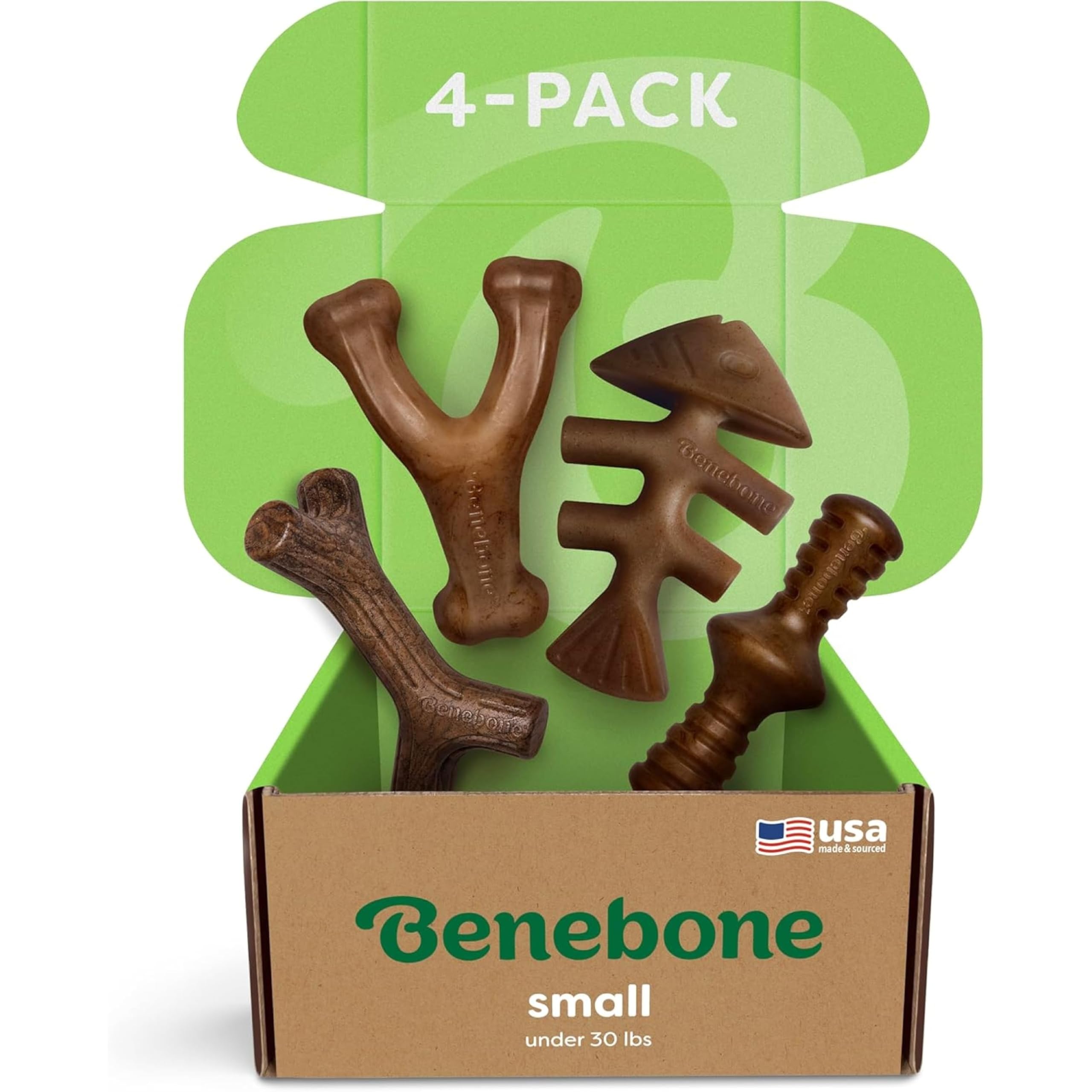 Benebone Small 4-Pack Dog Toys for Aggressive Chewers – Under 30 lbs