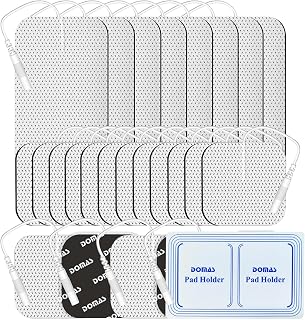 DOMAS 24 Pack 2x2&2x4 TENS Pads with Pad Holder, for TENS 7000, 30 Uses, Latex-Free, TENS Unit Electrode Replacement Pads Compatible with AUVON Etekcity & Other 2 mm Pin TENS Units