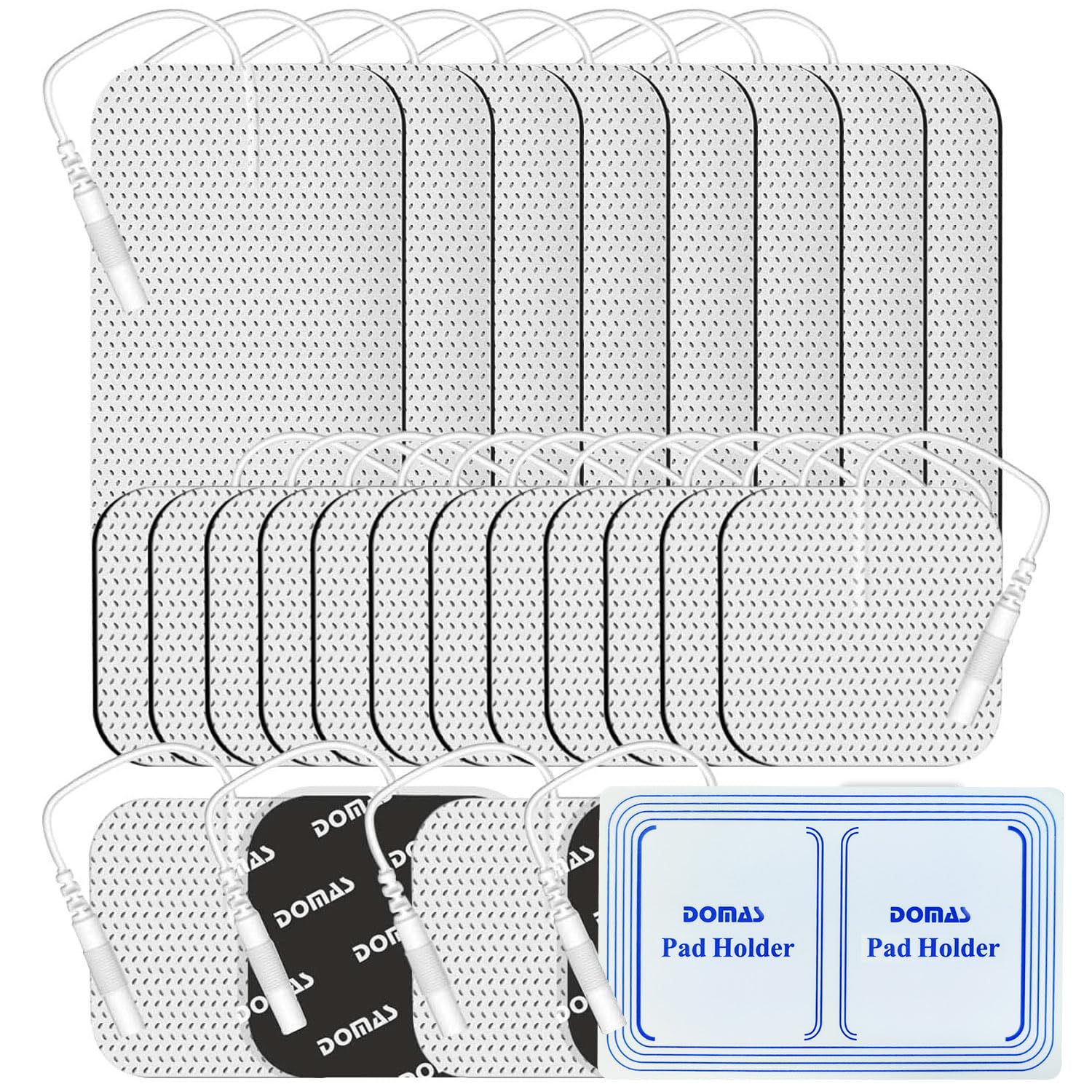 DOMAS 24 Pack 2x2&2x4 TENS Pads with Pad Holder, for TENS 7000, 30 Uses, Latex-F