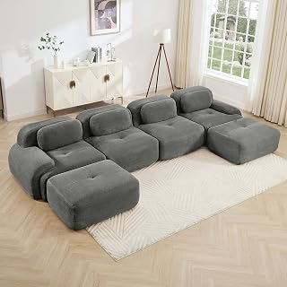 Corduroy Modular Sectional Sofa, Oversized Cloud Couches for Living Room
