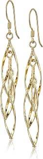 Amazon Collection Sterling Silver Linear Swirl French Wire Earrings