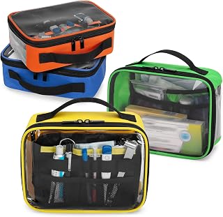 Trunab 4 Pcs First Aid Bag Empty Medical Pouch Color Coded Clear | Zippered Pouches for Organizing Emergency Kits, Medicine, for Home Outdoor Car Supplies, Bag Only