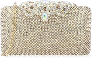 Dexmay Rhinestone Clutch Bag with Crystal Crown Clasp Women Evening Handbag Formal Party Purse