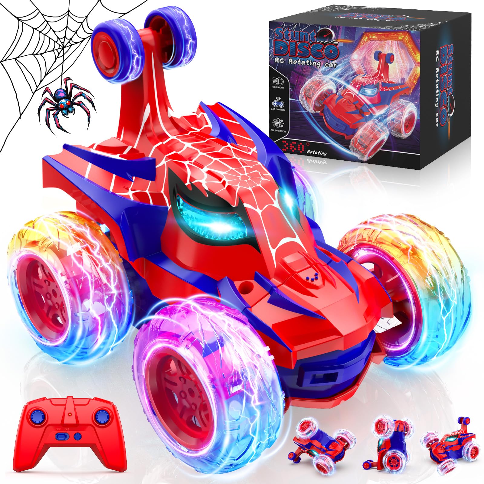Spider Monster Truck Remote Control Car Toy, Gift for Boy Kids 3-10 Years | Birt
