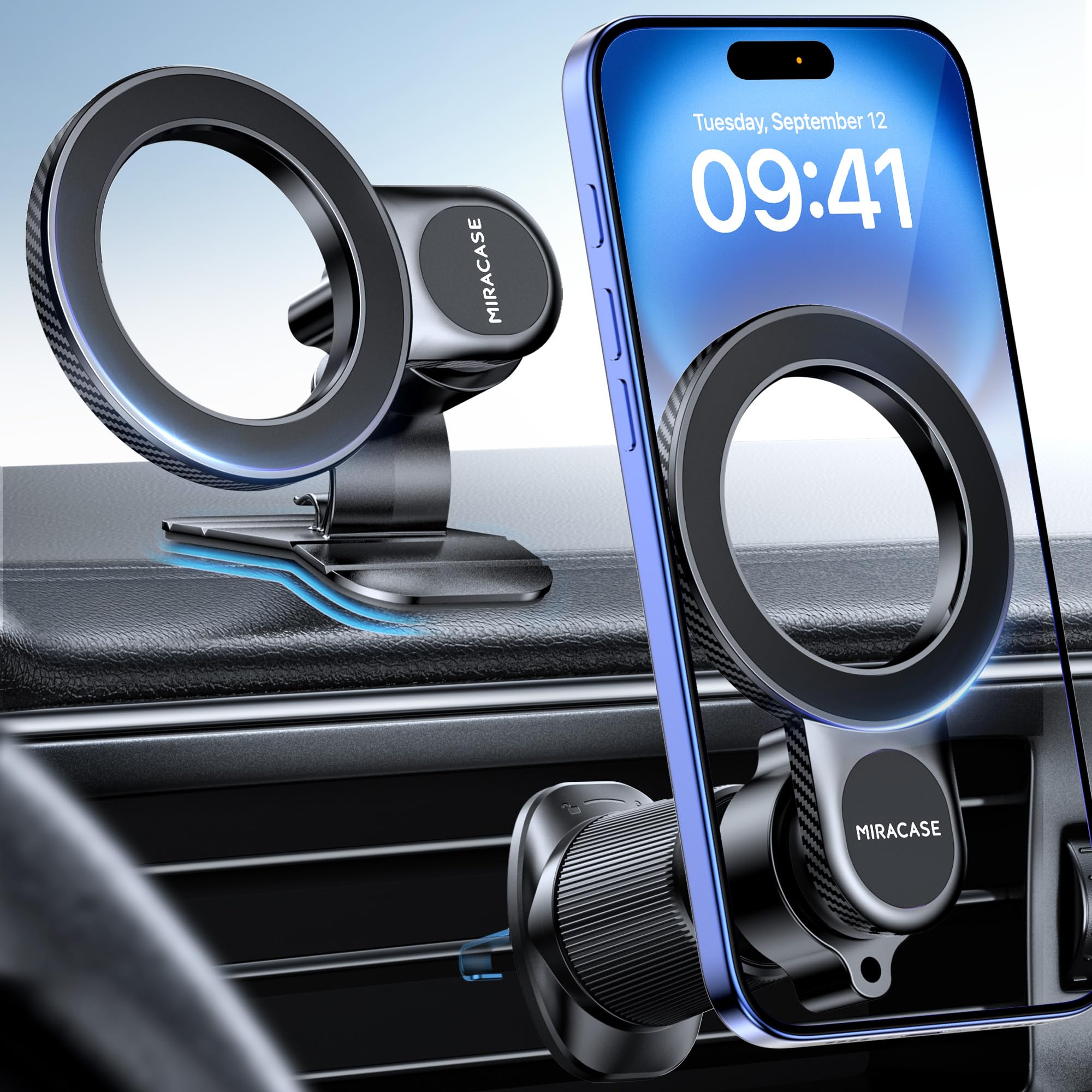 Miracase for MagSafe Car Mount【Won’t Block Vent & 20 Strongest Magnets】 Magnetic