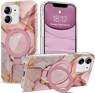 Marble Pattern Case for iPhone 11 with Stand 6.1",M-Pink