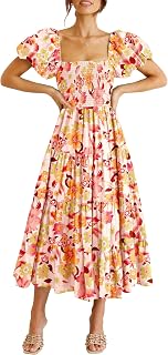 PRETTYGARDEN Women's Smocked Midi Wedding Guest Dress