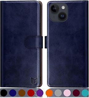 SUANPOT Design for iPhone 15 Plus 6.7" Kickstand Protective Wallet case with RFID Credit Card Holder,Flip Folio Book PU Leather Shockproof Cover Women Men for Apple 15Plus Phone case Blue
