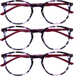 OPULIZE MET Blue Light Blocking Reading Glasses for Women Men, Slim Round Frame with Scratch Resistant and Spring Hinges, Computer Glasses with Anti-Reflective, Purple +2.5