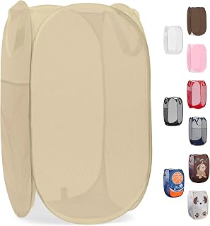 Handy Laundry Collapsible Mesh Pop Up Hamper with Side Pocket
