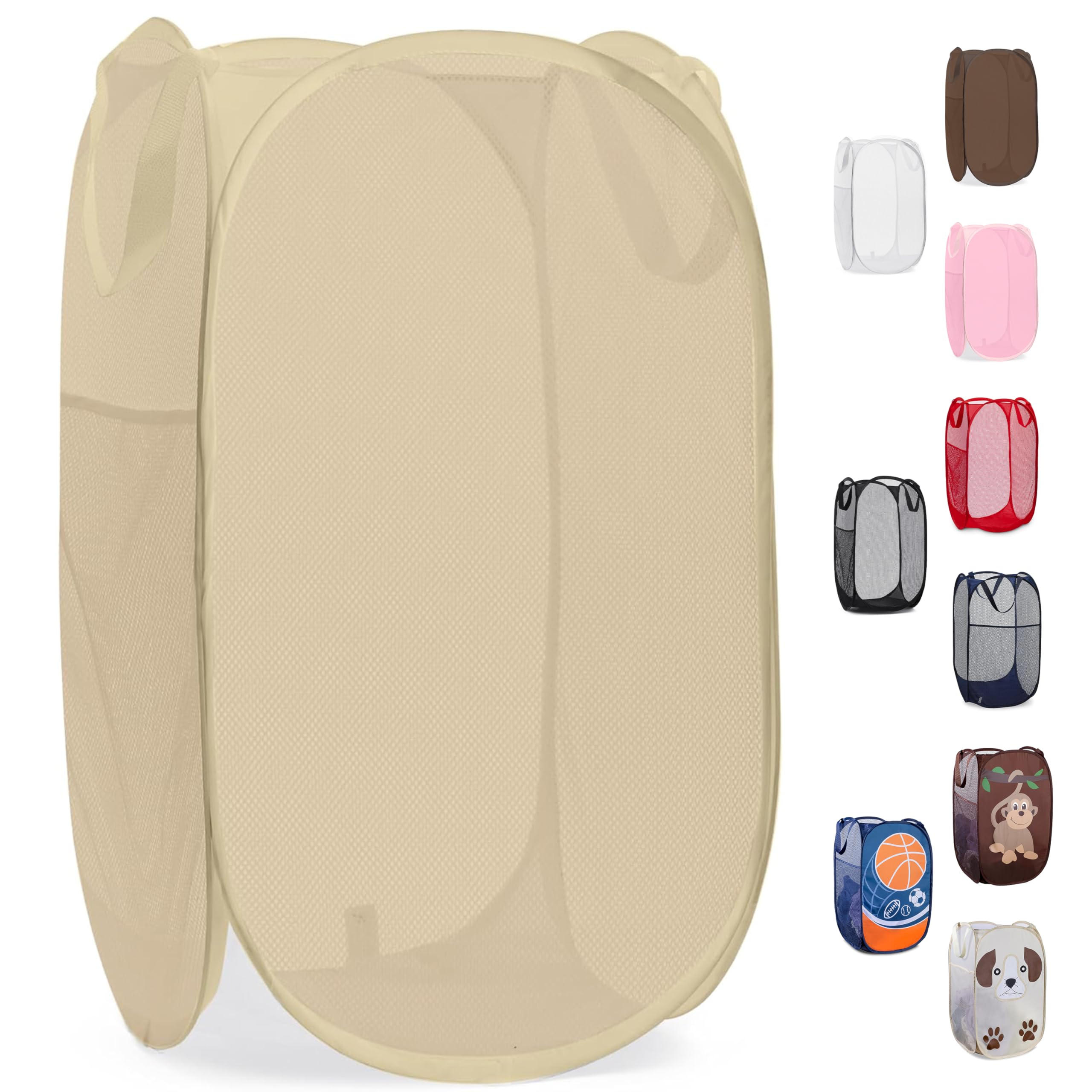 Handy Laundry Collapsible Mesh Pop Up Hamper with Side Pocket