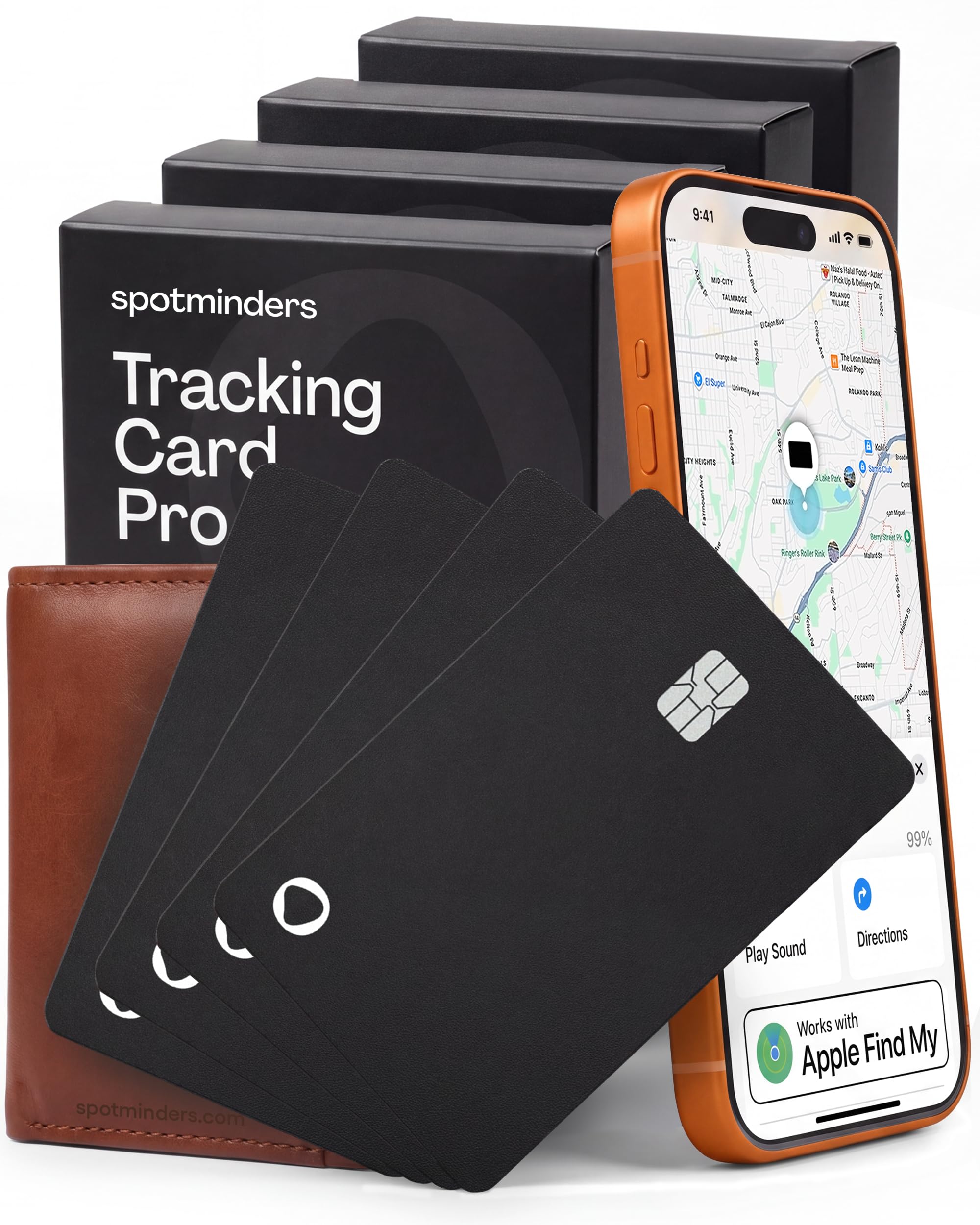 SPOTMINDERS Apple MFi Certified Credit Card Wallet Tracker PRO 4-Pack (iOS Only)