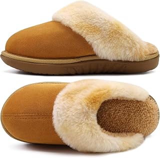 jiajiale Womens Memory Foam Slippers Faux Fur Indoor Outdoor House Shoes
