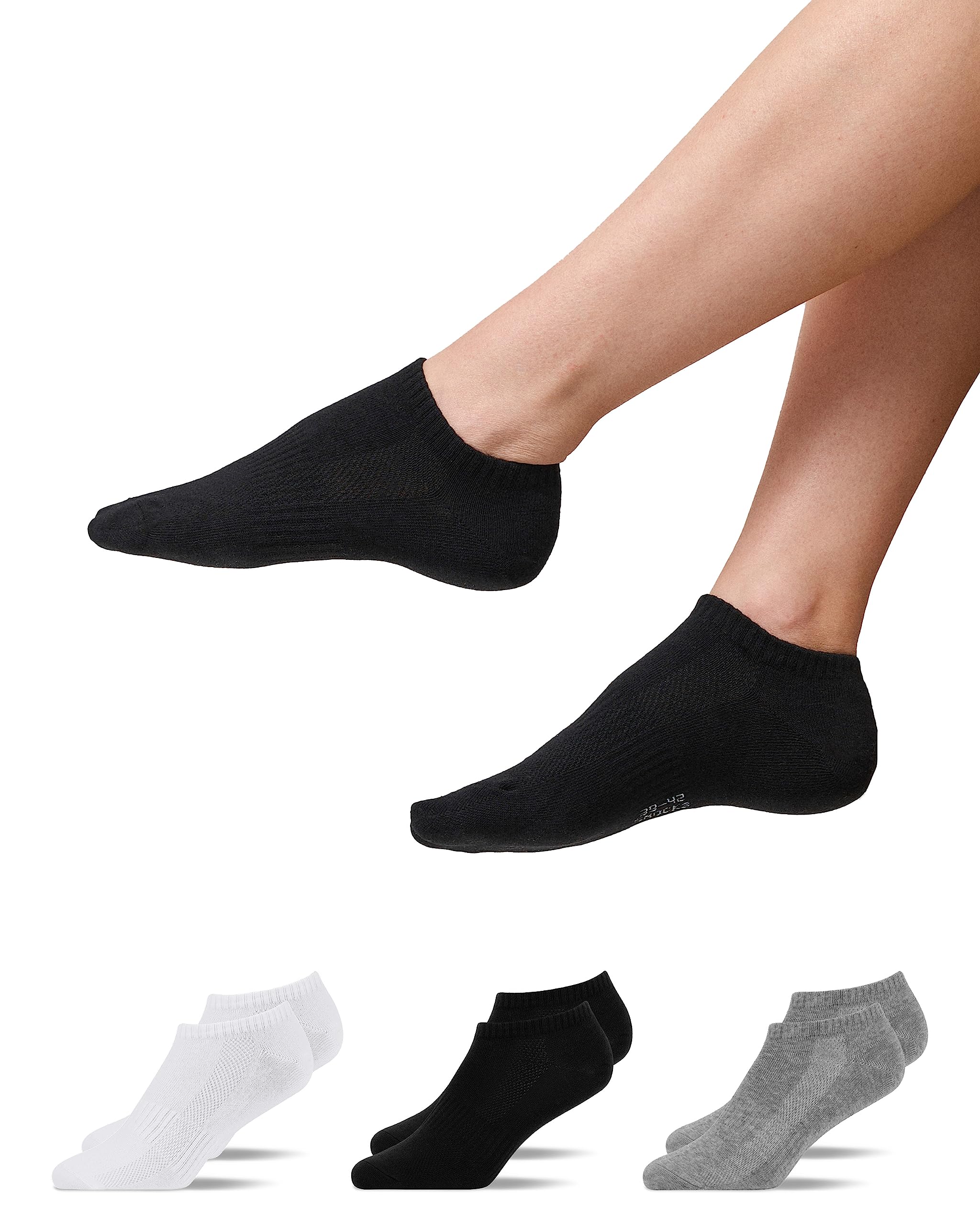 Snocks 6 Pairs of Organic Cotton Trainer Socks/Ankle Socks for Men & Women: Dura