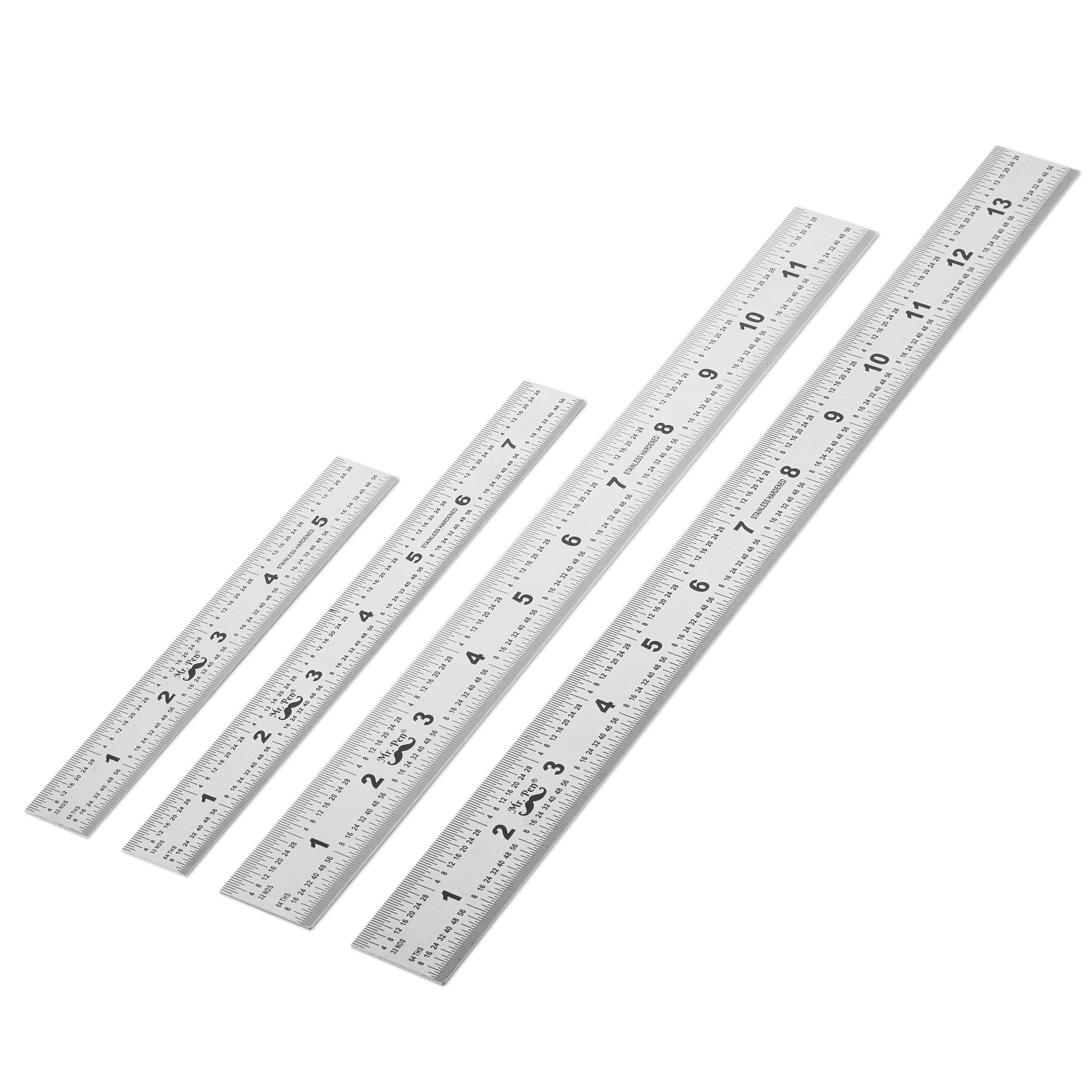 Mr. Pen- Machinist Ruler, 4 Pack, (6, 8, 12, 14 Inch) | Stainless Steel Metric &