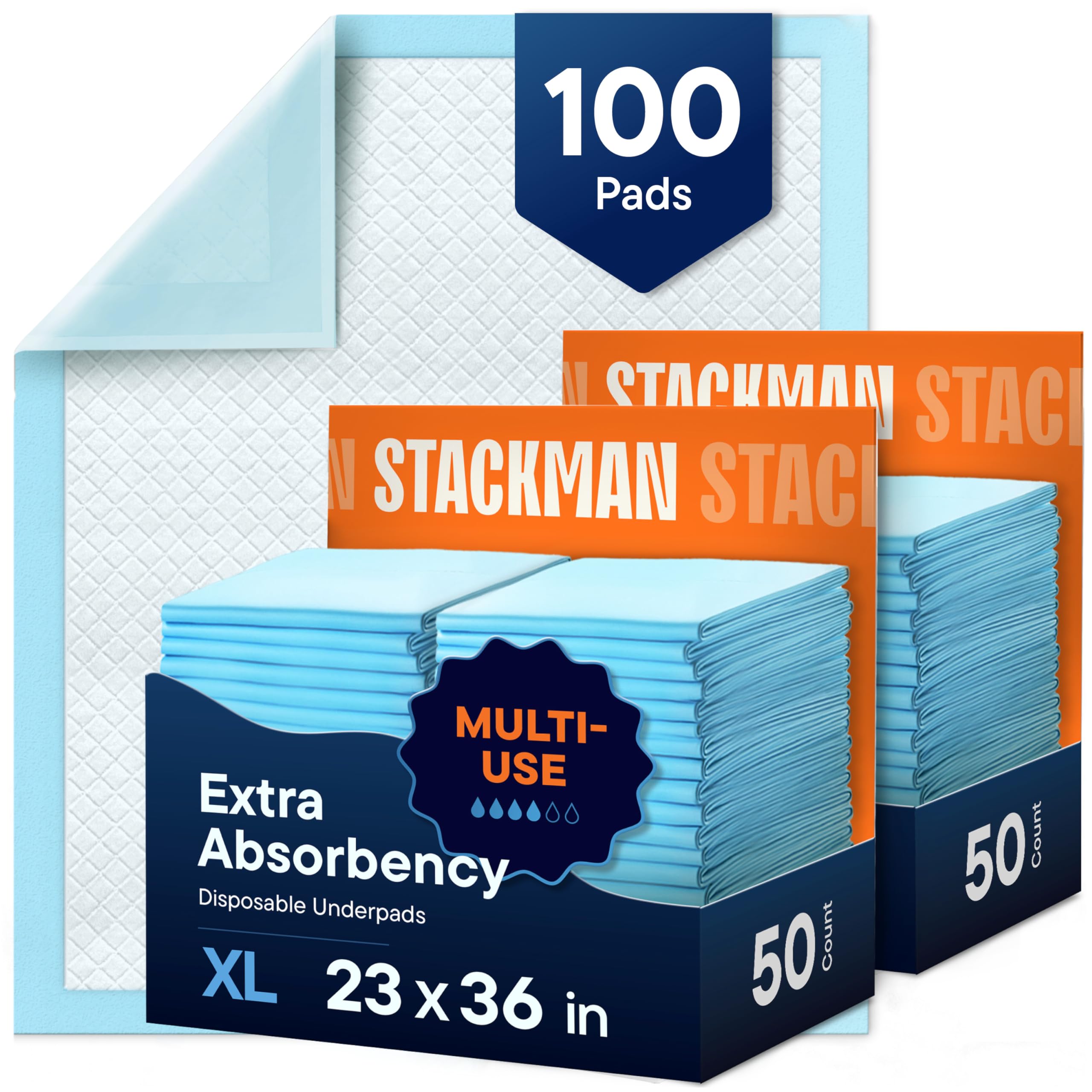 Chucks Pads Disposable [100-Pack] Adult Incontinence Underpads 23"x36" | Large S