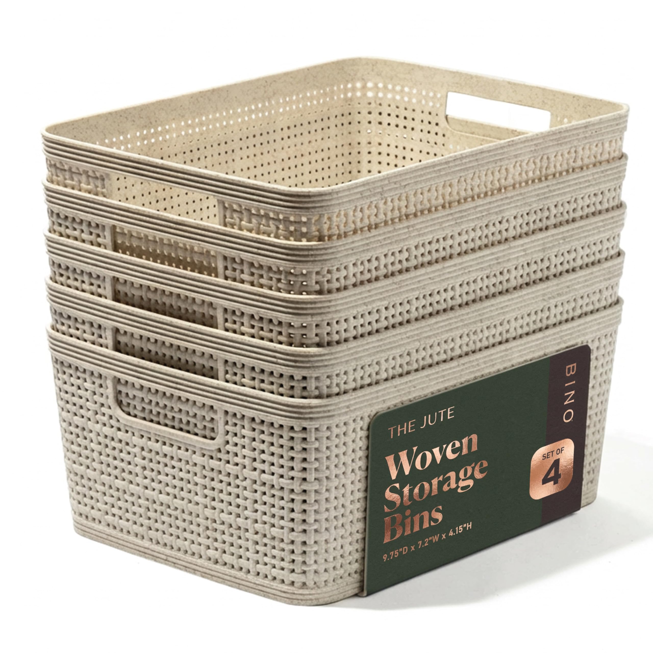 BINO | Woven Plastic Basket | Small (Natural), 5-Pack | THE JUTE COLLECTION | Ho