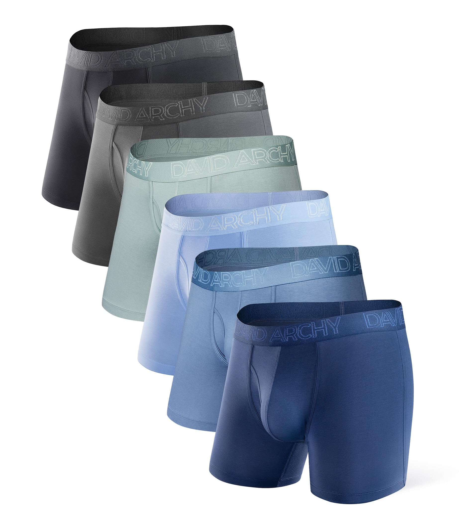 DAVID ARCHY Men's Underwear Set Breathable Soft Moisture Wicking Underwear with 