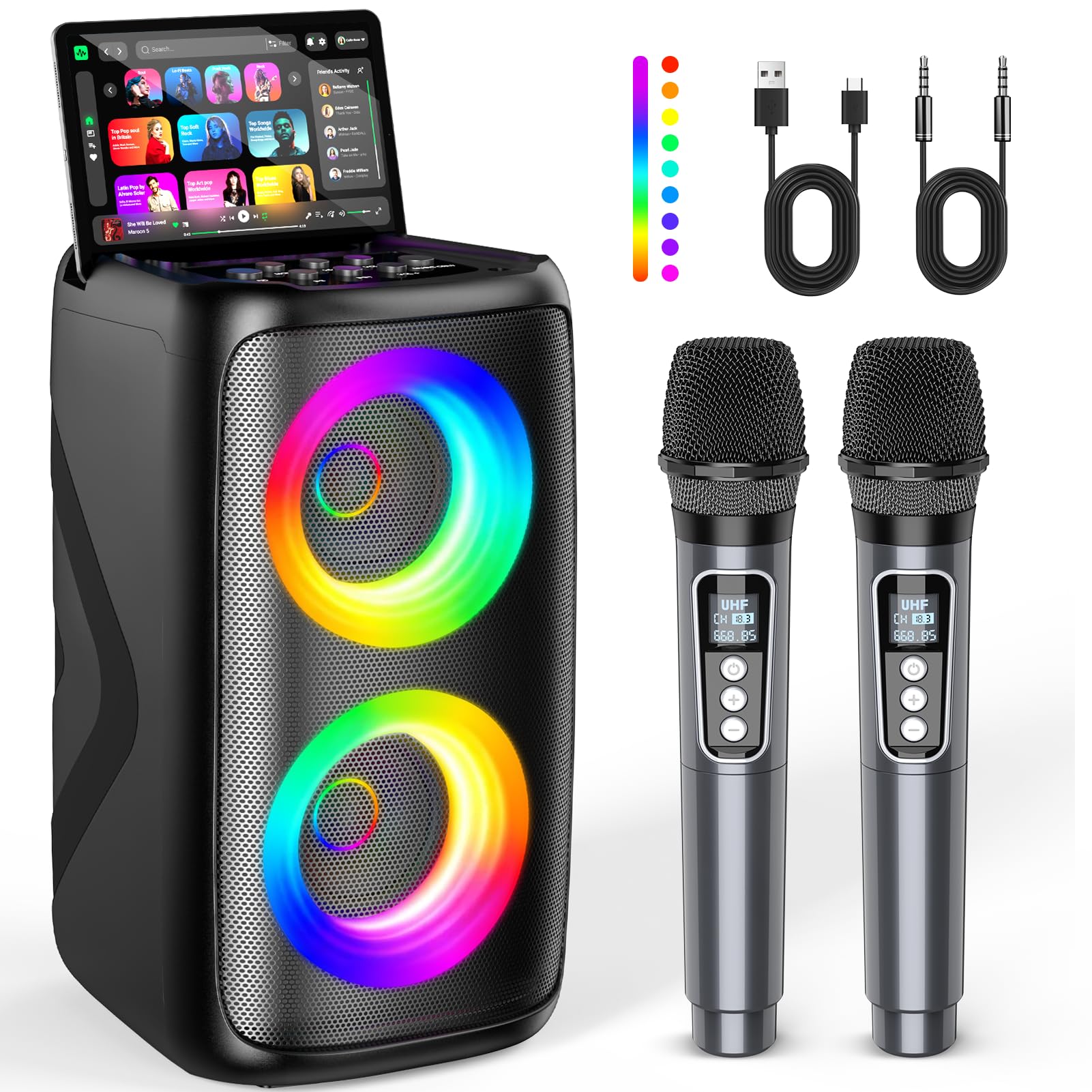 Exssary Karaoke Machine for Adults Kids, Portable Bluetooth Party Speaker with 2