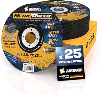 25x Metal Cutting Discs 125 x 1.0 mm Thin Flex Discs for Steel | Metal Racer by AMBOSS TOOLS is suitable for steel and stainless steel, steel/stainless steel cutting disc 125 suitable for