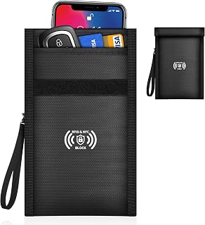 HONTOM Faraday Bags for Phones with 2-Pocket: Signal Blocking Pouch Case | 8-Layer Signal Shielding Total, Blocks 5G/WiFi/Bluetooth/GPS/RFID, Fireproof Waterproof Anti-Tracking for Cards & Car Key Fob