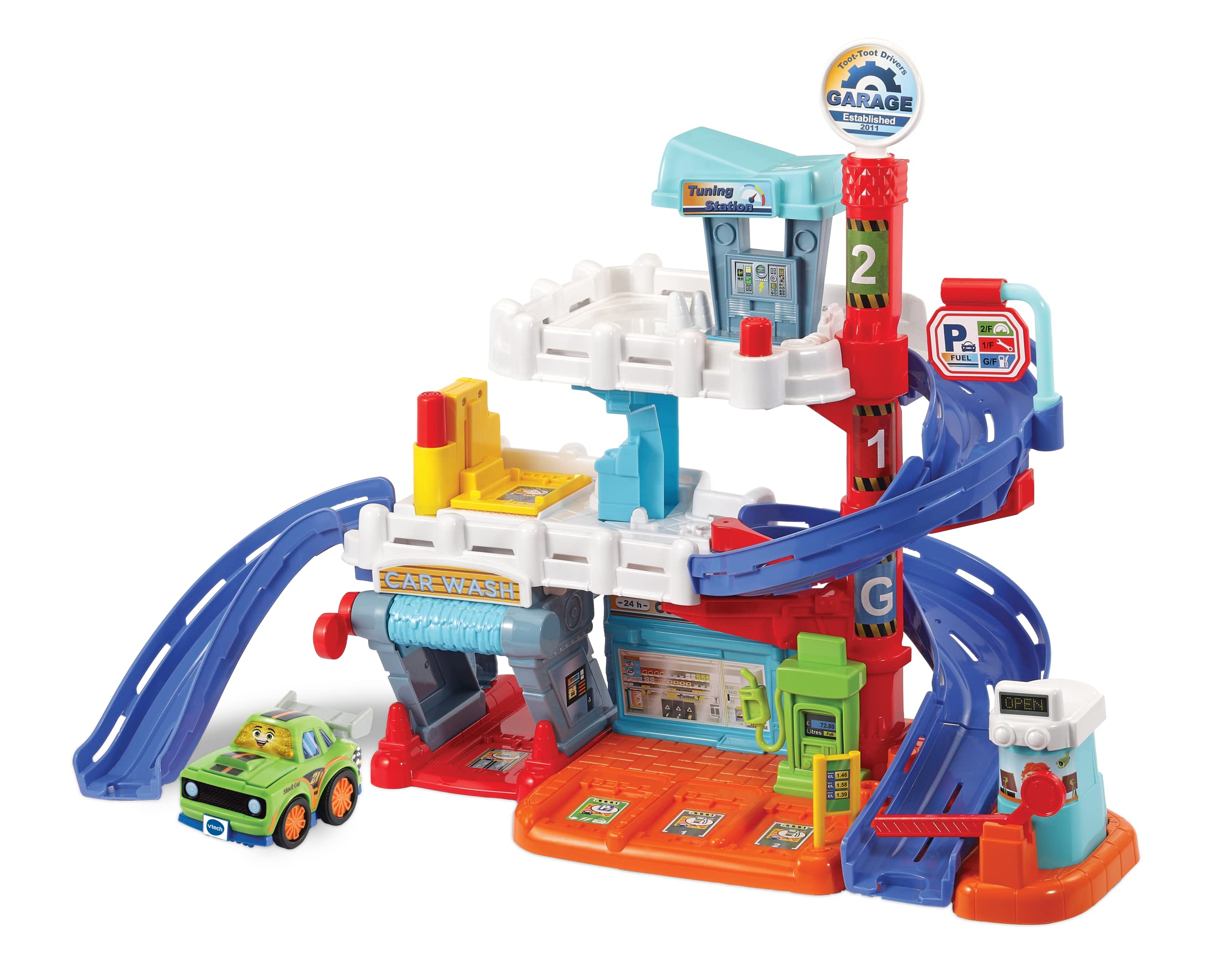 VTech Toot-Toot Drivers Fix & Fuel Garage, English | Three-level garage with sto