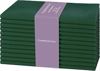 PurpleEssences Cloth Dinner Napkins 18x18 in Set of 12 - Forest Green