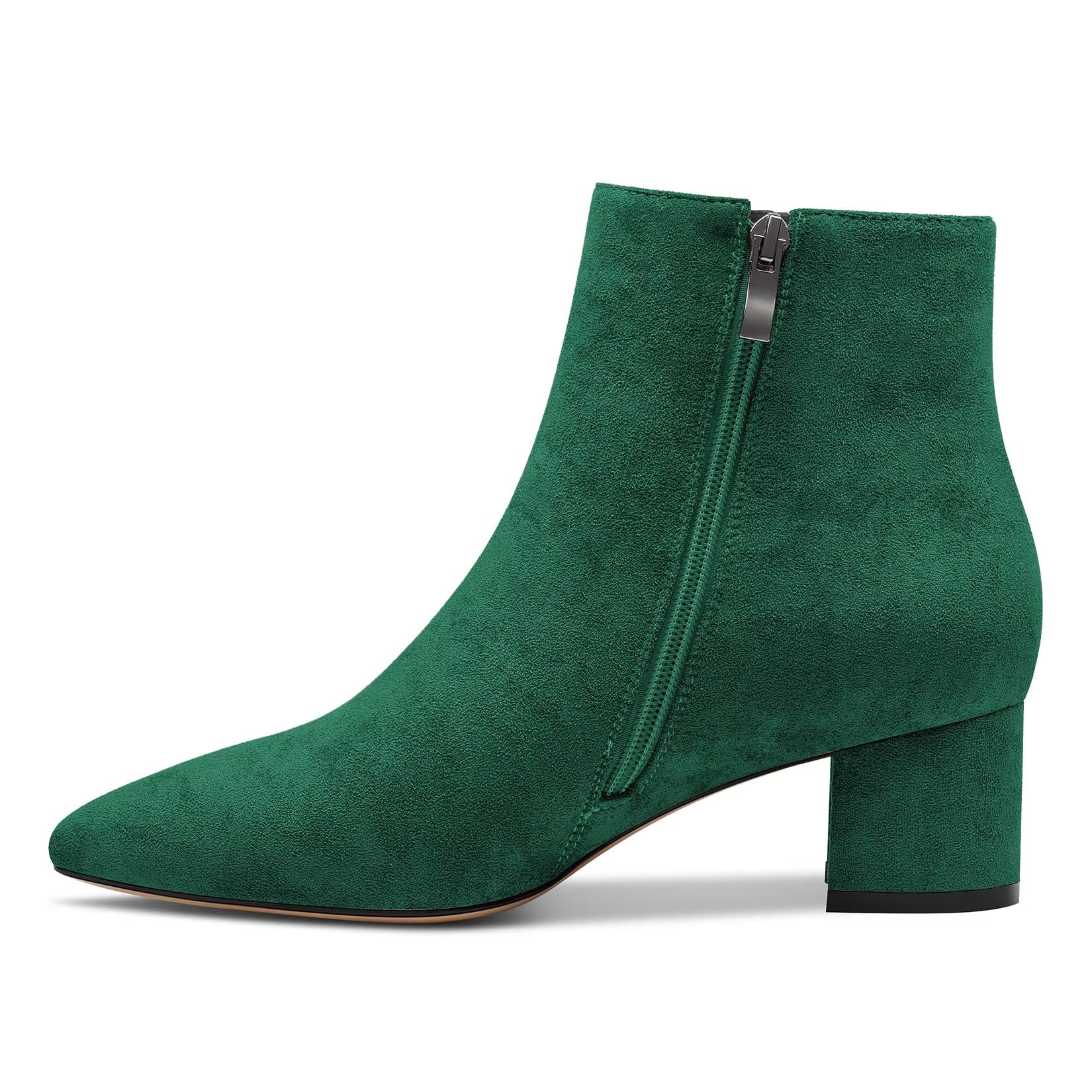 Castamere Women's Chunky Wide Low Kitten Heel Closed Toe Pointed Toe Booties Sli