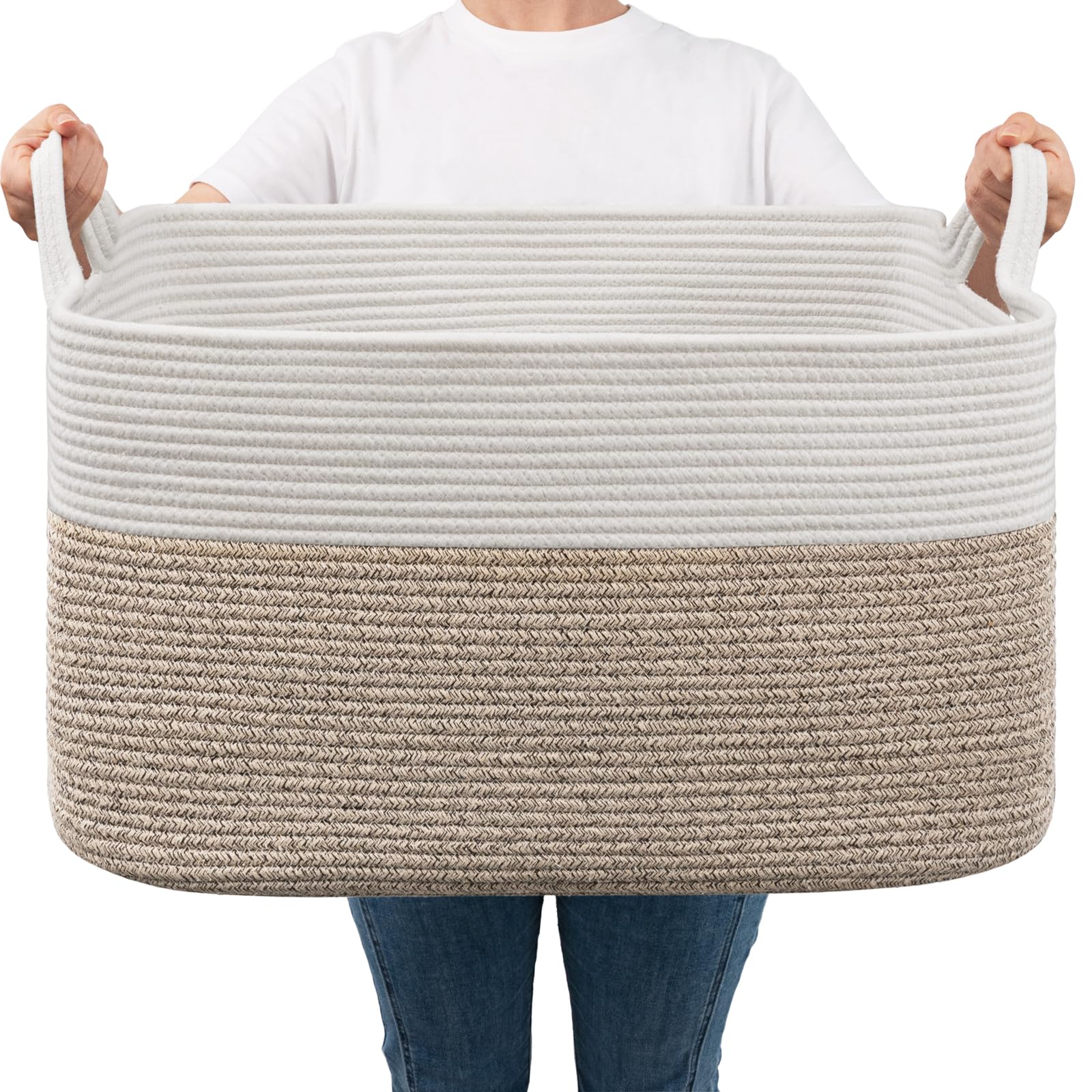 Goodpick Large Storage Basket, Blanket Baskets for Living Room, Mix Brown | 21.6