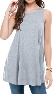 Sleeveless Tunic Top, Flowy Loose Fit Rayon Dressy Long Tunic Tank Tops for Women (Petite & Plus Size)