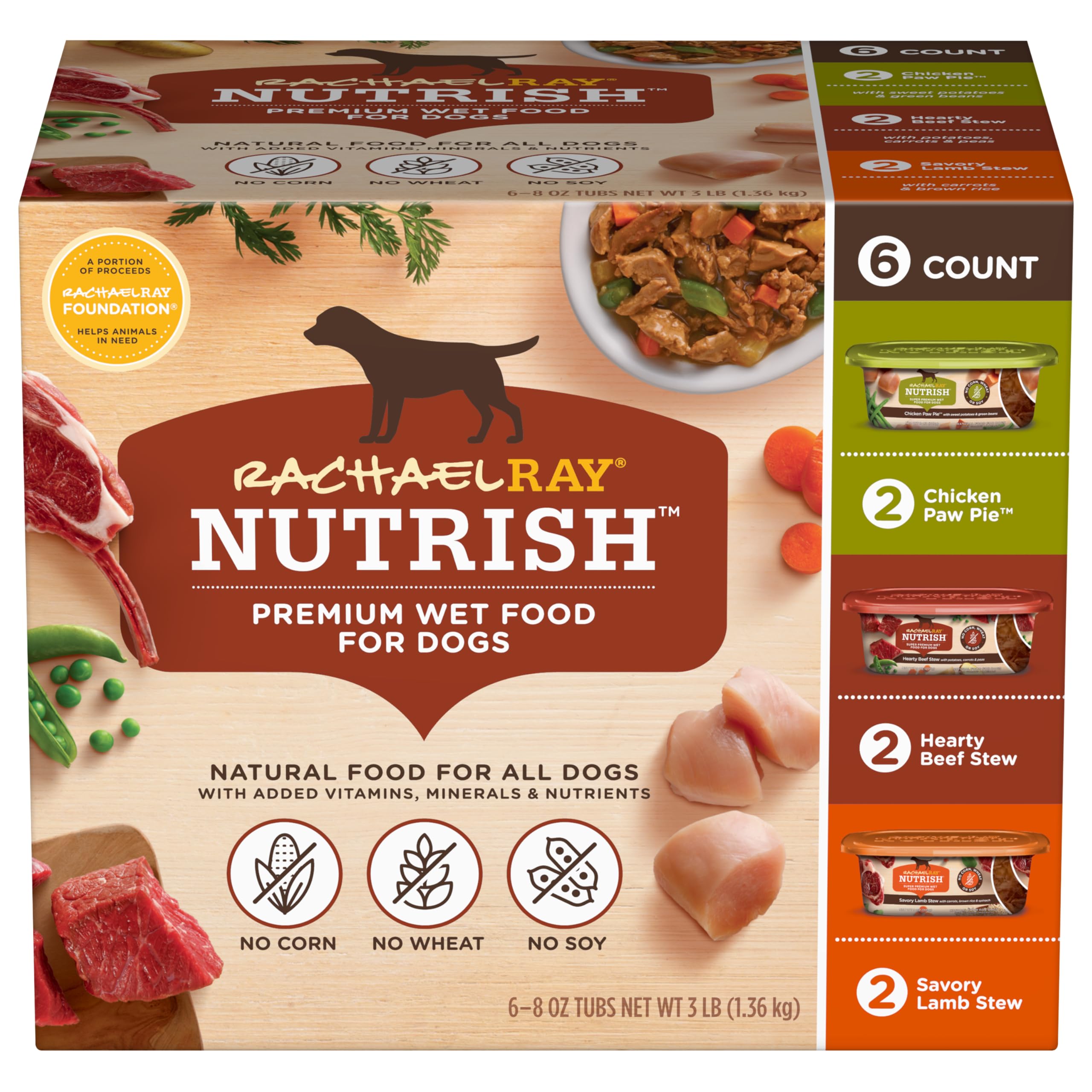 Nutrish Savory Favorites Wet Dog Food Variety Pack, 8 oz Tubs (Rachael Ray) | Pa