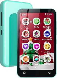 80GB Kids MP3 Player with Bluetooth and WiFi, Parental Controls, Pre-Installed Spotify, Spotify Kids, Audible, TIMMKOO 4" MP4 Player Up to 1TB (Blue)
