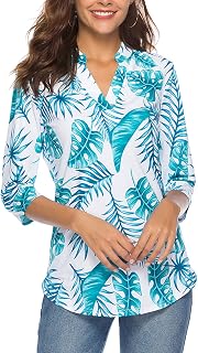 CEASIKERY Women's V-Neck Tunic Blouse Casual Shirt