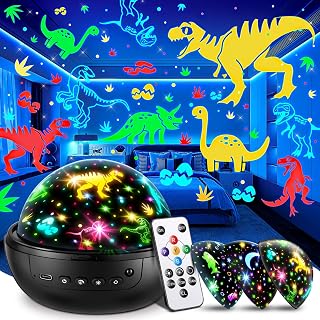 Dinosaur Toys for Boys,3HD Films Night Light Projector,31 Colors Boy Toys | 3 Brightness, Remote, 360° Rotate, Timer, Dinosaur Toys for 1 2 3 4 5 Year Old Boy Sensory Light 1-5 Year Old Birthday Gifts