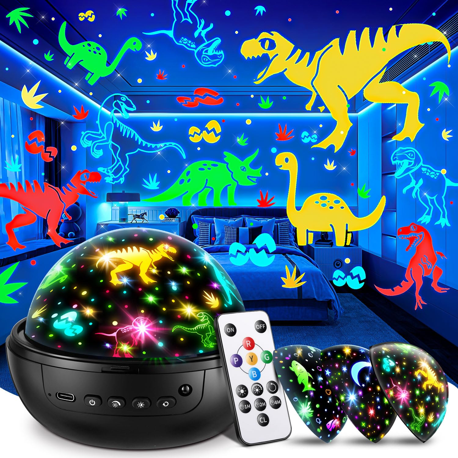 Dinosaur Toys for Boys,3HD Films Night Light Projector,31 Colors Boy Toys | 3 Br