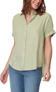 Gloria Vanderbilt Daisy Short Sleeve High-Low Button Down Shirt Standard Daisy Short Sleeve High-Low Button Down Standard Women's Shirt