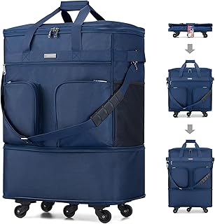 Hanke Expandable Collapsible Luggage with Wheels Suitcase Luggage Rolling Travel Bag Duffel Garment Tote Bag for Men Women Lightweight Suitcase Large Capacity with Spinner Wheel (Blue)