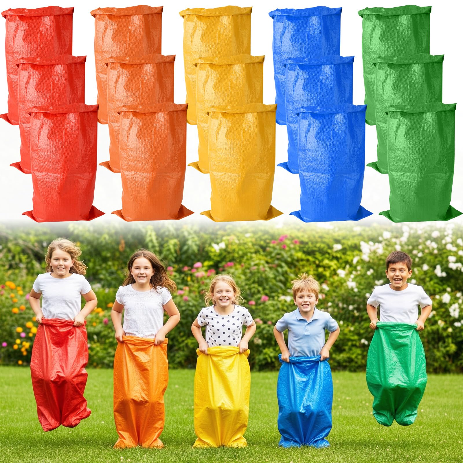 Yard Games for Kids & Adults - 5 Color Potato Sack Race Bags Set for Outdoor Par