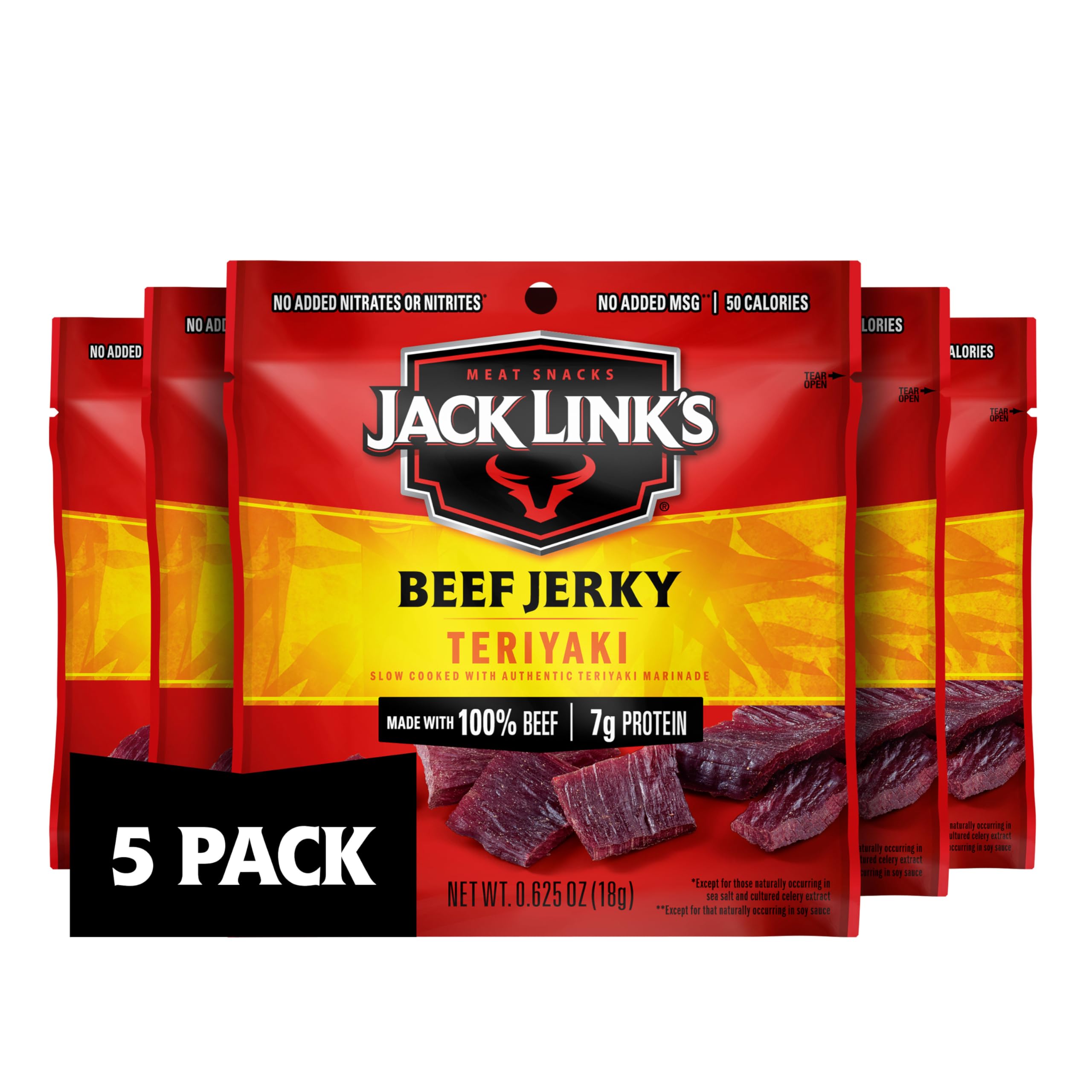Jack Link's Teriyaki Beef Jerky Multipack - (5 Pack) 0.625 oz | Bags - Ready to 