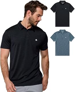 INTO THE AM Indigo Performance Dri Fit Polo Shirts for Men S-4XL - Tactical Quick Dry Athletic Sports Collar Work Shirts